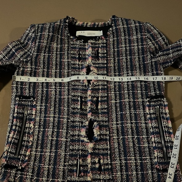 IRO Frannie Tweed Distressed Jacket Blue/Pink -Size 38 - Picture 12 of 14